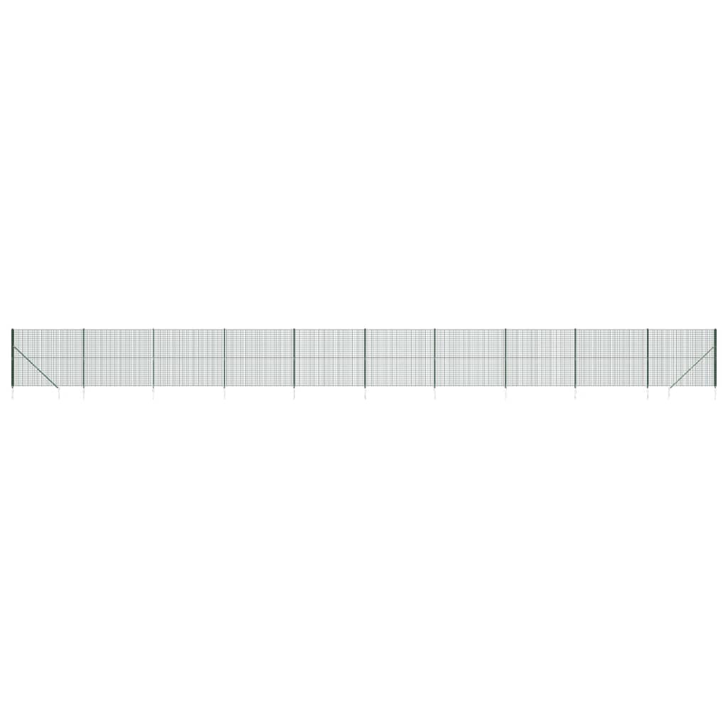 Wire Mesh Fence with Spike Anchors Green 1.4x25 m