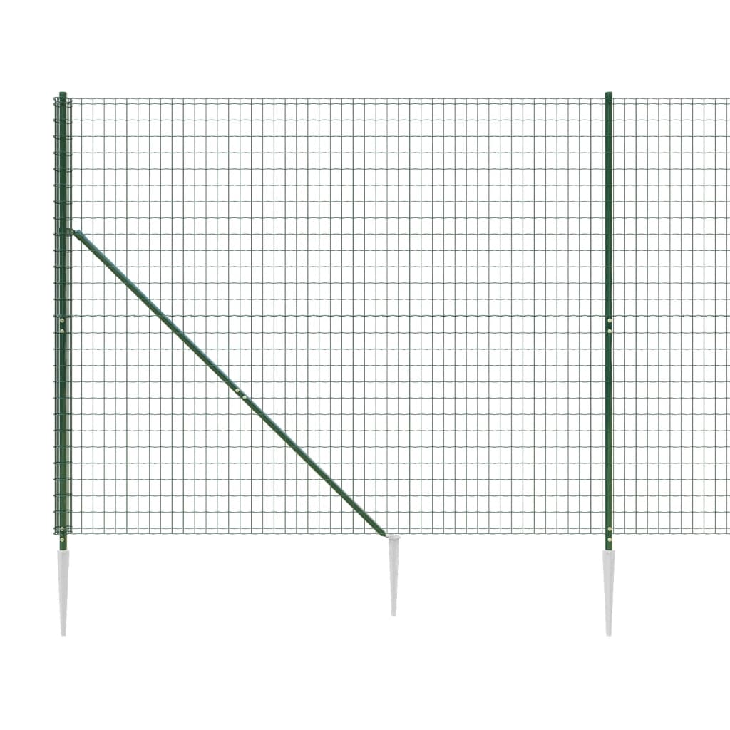 Wire Mesh Fence with Spike Anchors Green 1.6x25 m