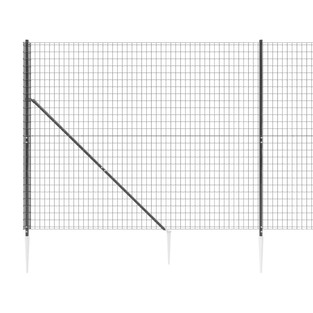 Wire Mesh Fence with Spike Anchors Anthracite 1.4x25 m