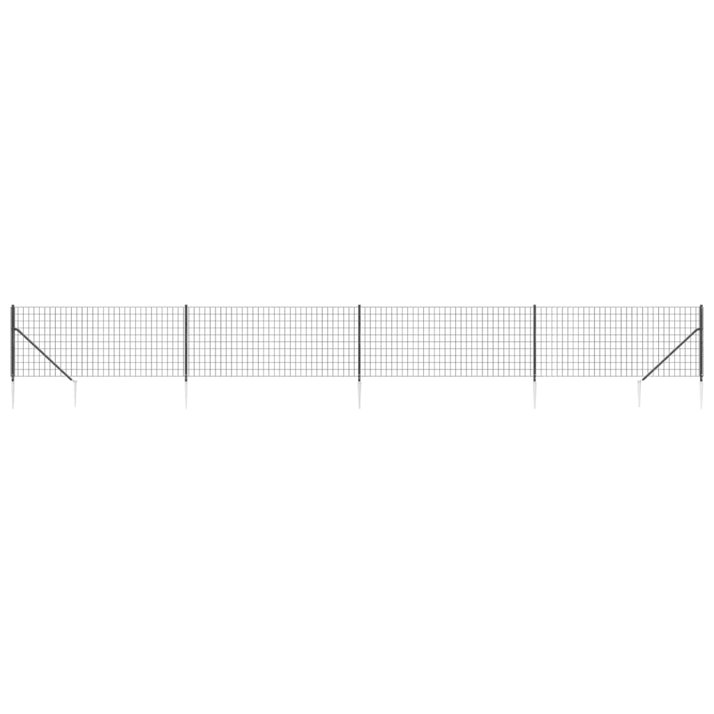 Wire Mesh Fence with Spike Anchors Anthracite 1.1x10 m