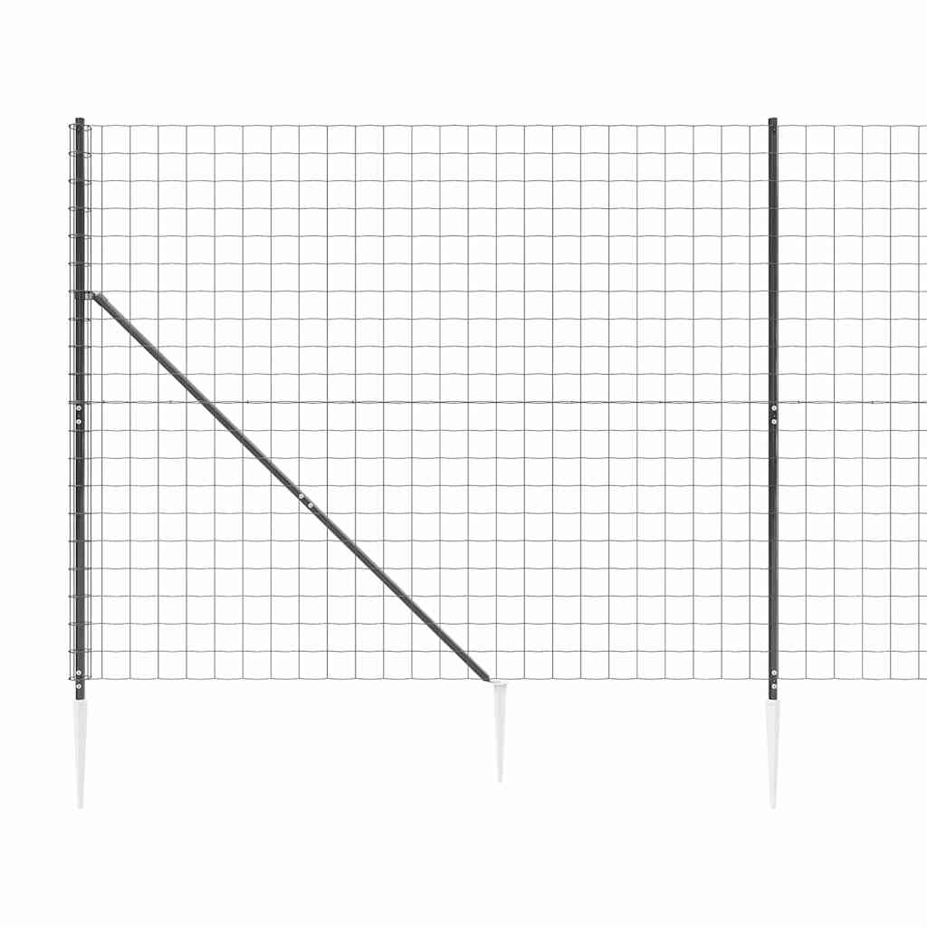 Wire Mesh Fence with Spike Anchors Anthracite 1.8x25 m