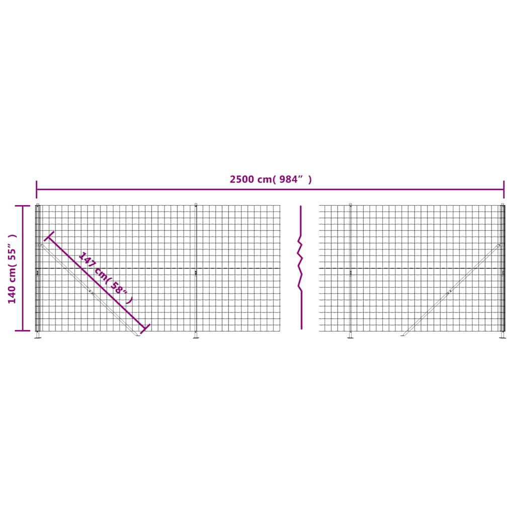 Wire Mesh Fence with Flange Anthracite 1.4x25 m