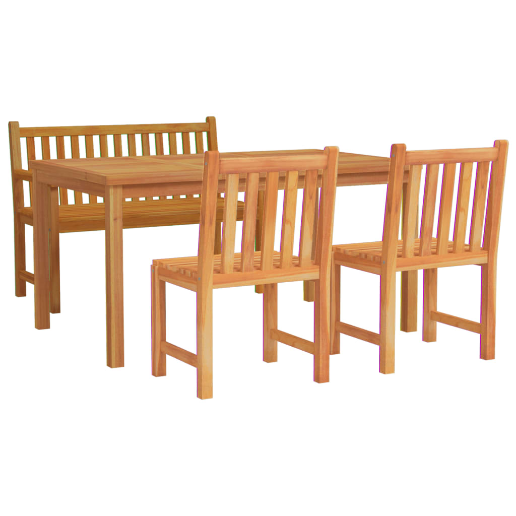 4 Piece Garden Dining Set Solid Wood Teak