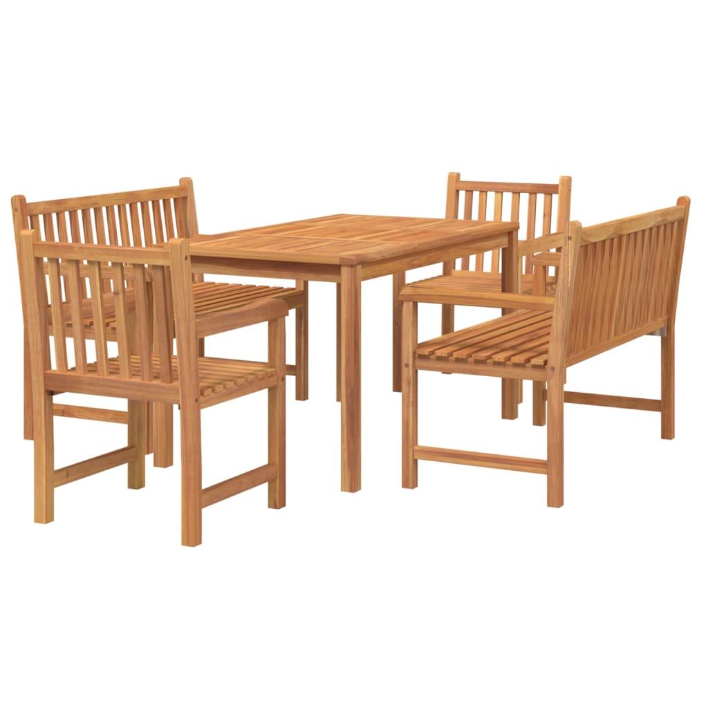 5 Piece Garden Dining Set Solid Wood Teak