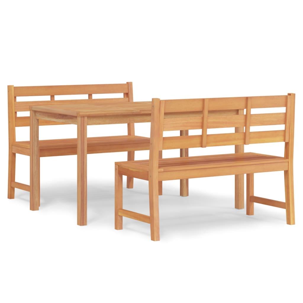 3 Piece Garden Dining Set Solid Wood Teak