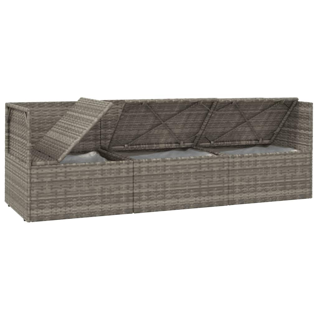 4 Piece Garden Lounge Set with Cushions Grey Poly Rattan