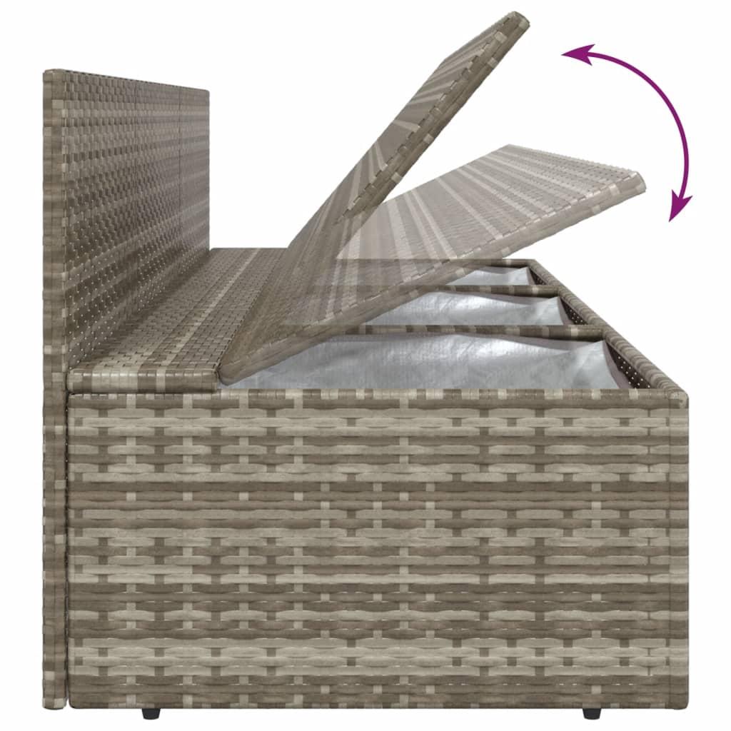 7 Piece Garden Lounge Set with Cushions Grey Poly Rattan