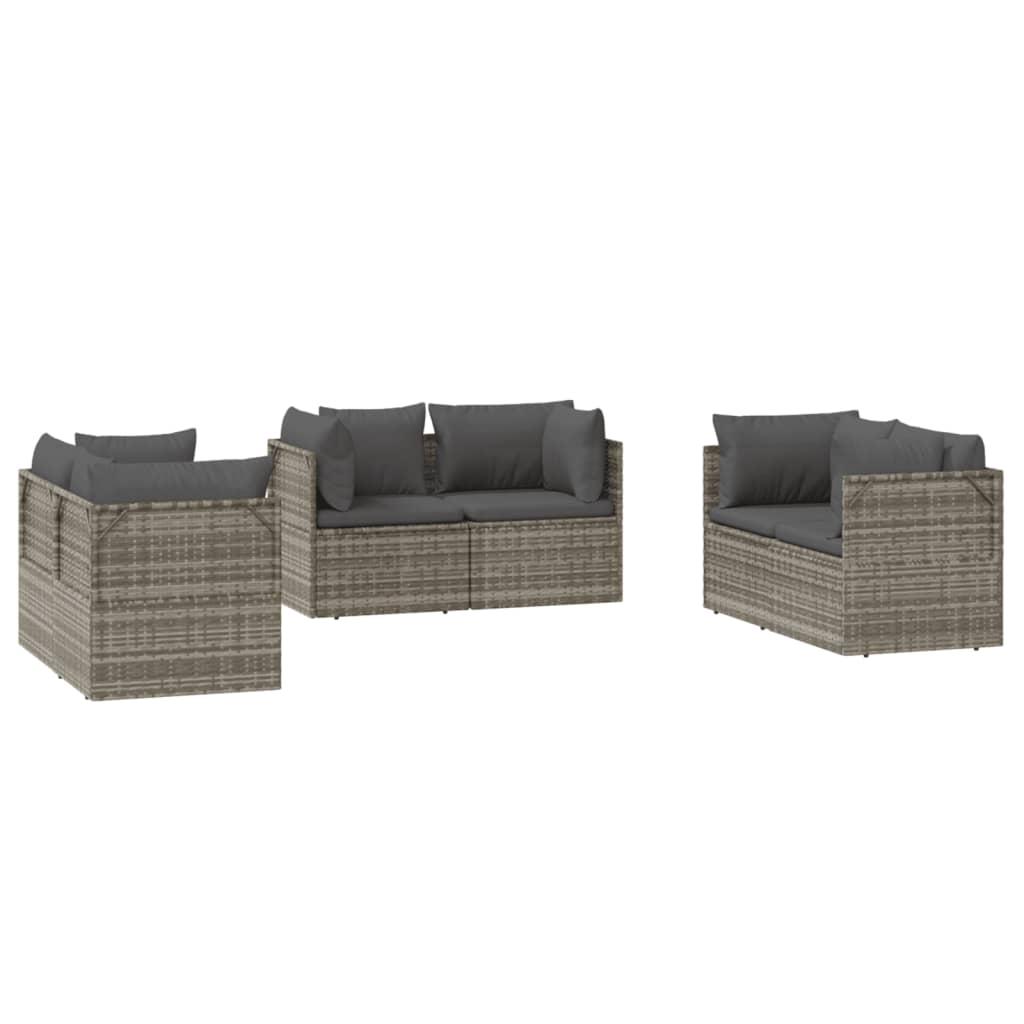 Garden Corner Sofas 6 pcs Grey 57x57x56 cm Poly Rattan