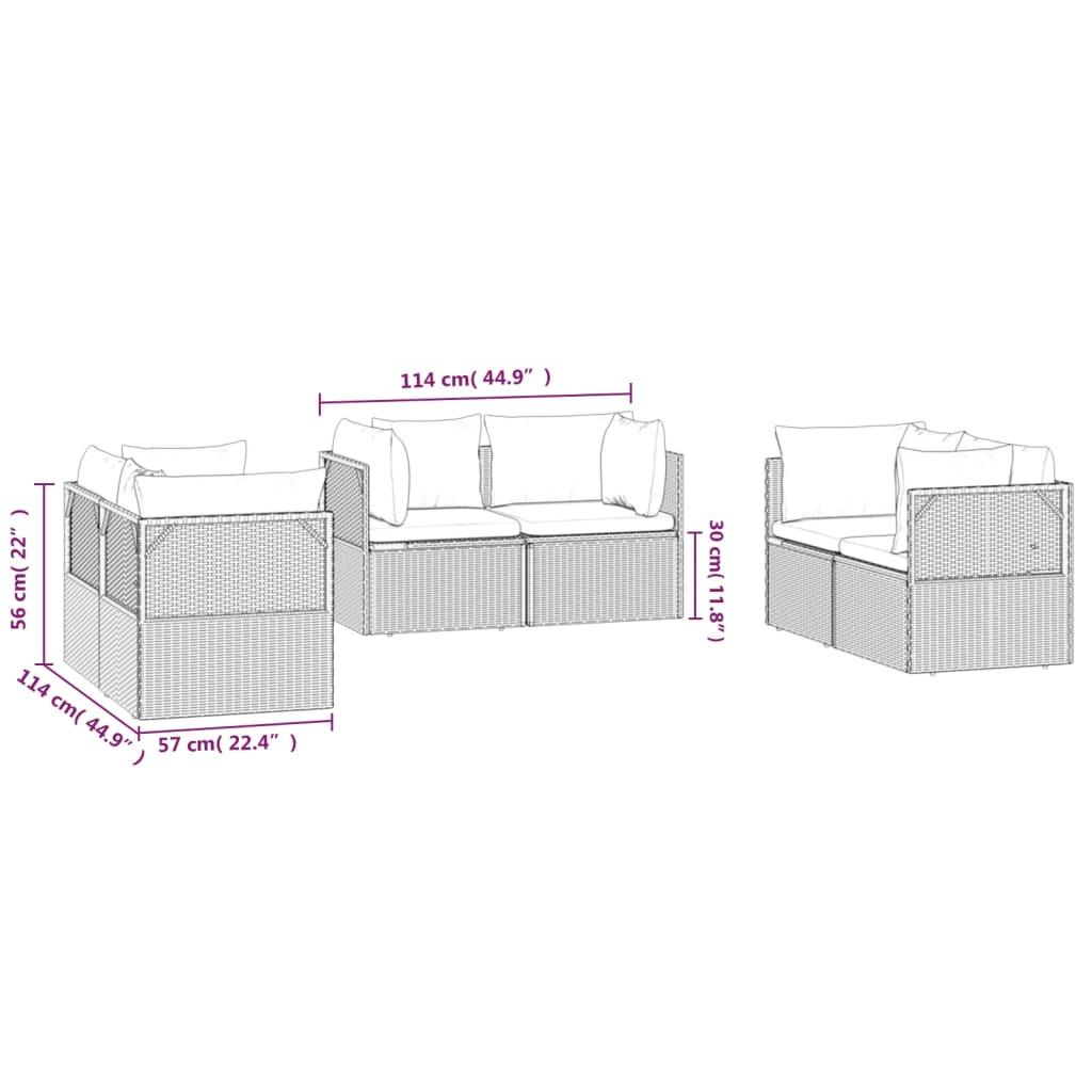Garden Corner Sofas 6 pcs Grey 57x57x56 cm Poly Rattan