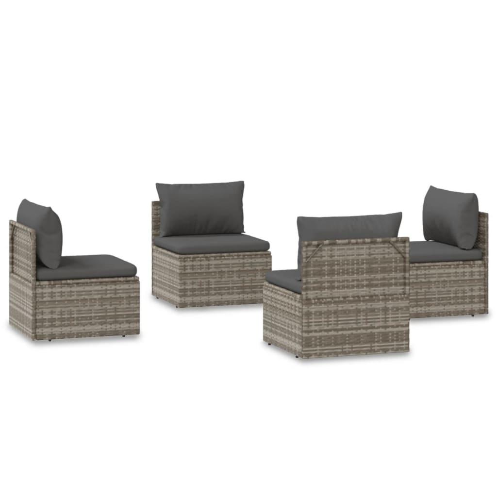 Garden Middle Sofas 4 pcs Grey 57x57x56 cm Poly Rattan