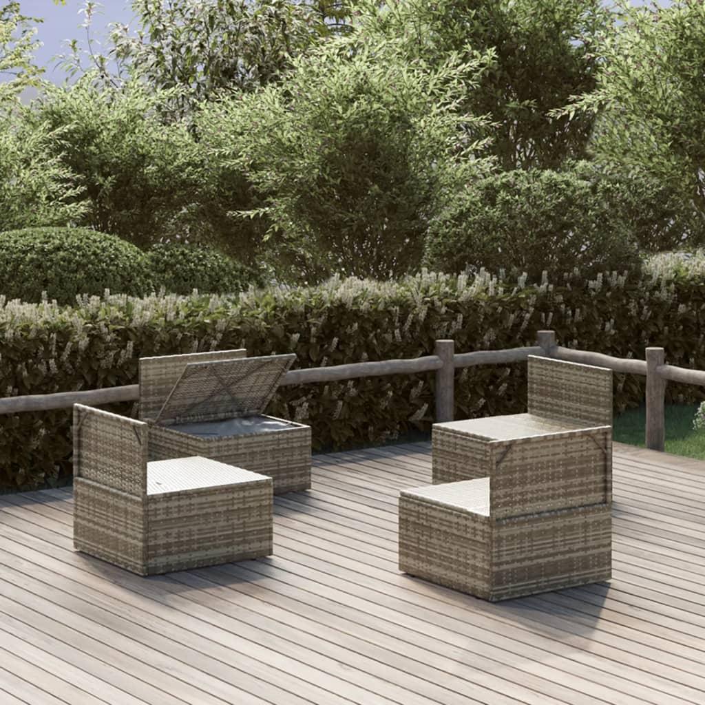 Garden Middle Sofas 4 pcs Grey 57x57x56 cm Poly Rattan