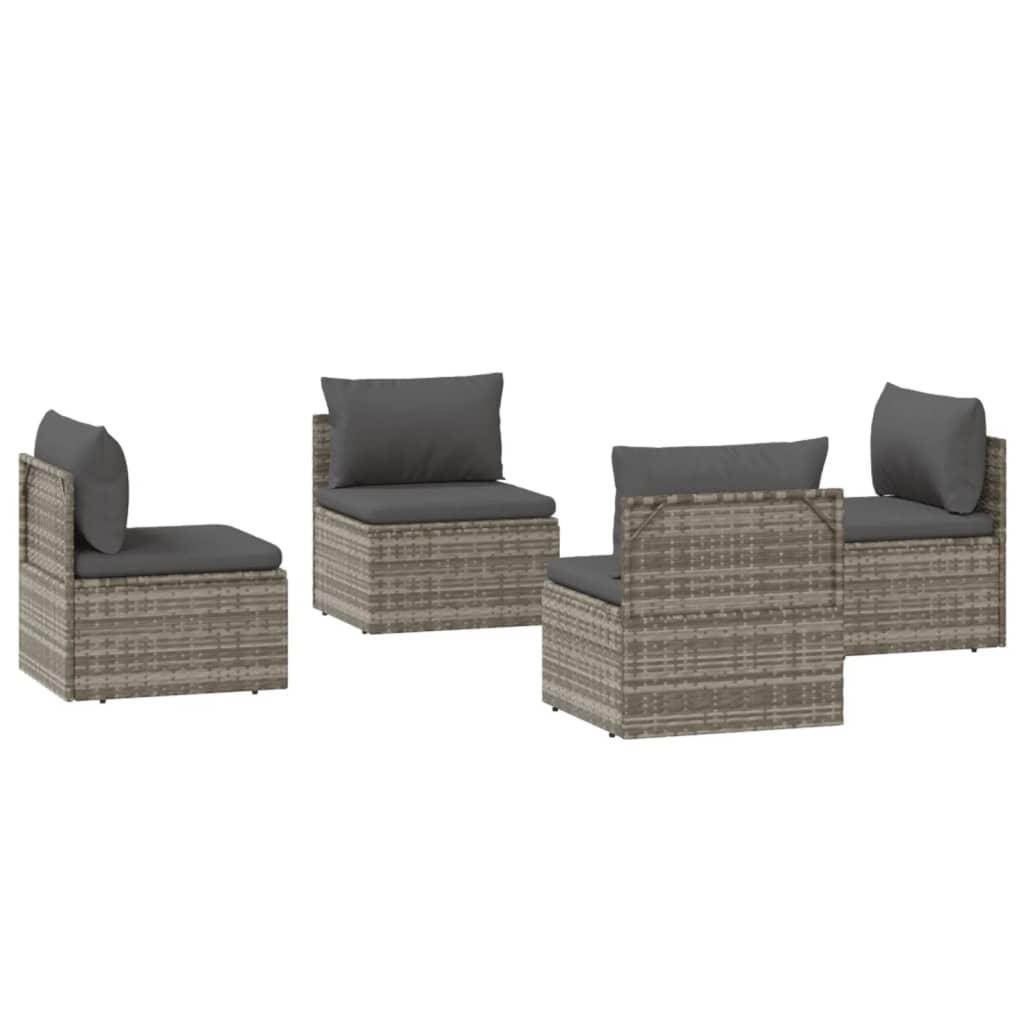 Garden Middle Sofas 4 pcs Grey 57x57x56 cm Poly Rattan