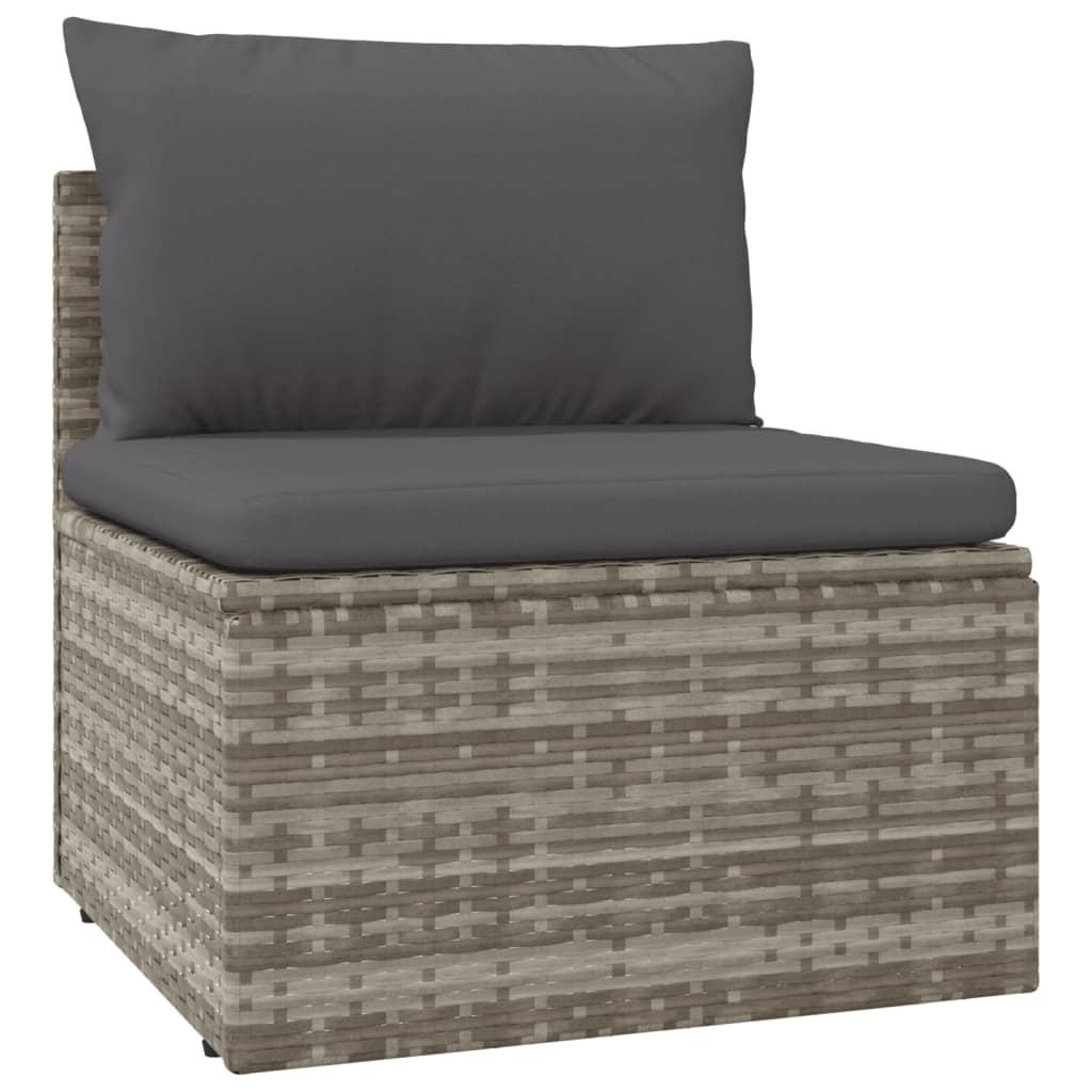 Garden Middle Sofas 4 pcs Grey 57x57x56 cm Poly Rattan