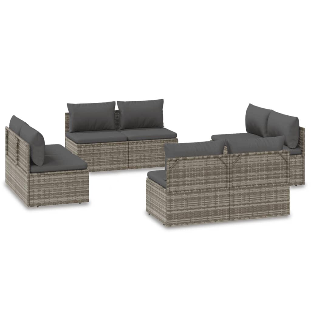Garden Middle Sofas 8 pcs Grey 57x57x56 cm Poly Rattan