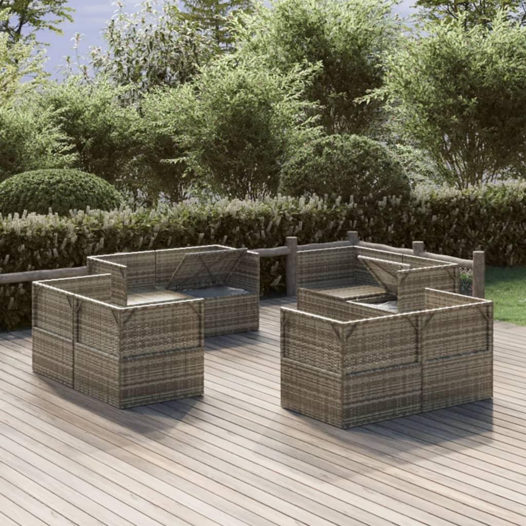 Garden Corner Sofas 8 pcs Grey 57x57x56 cm Poly Rattan