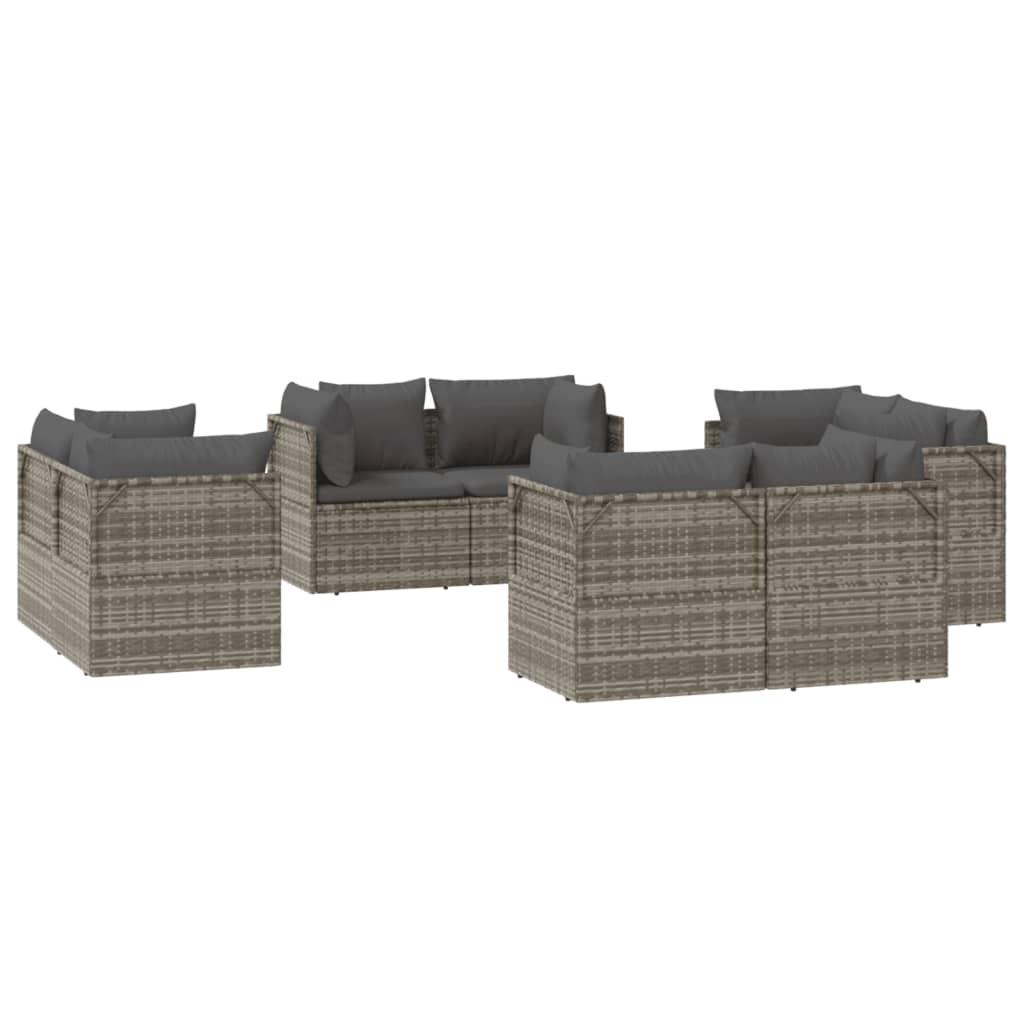 Garden Corner Sofas 8 pcs Grey 57x57x56 cm Poly Rattan