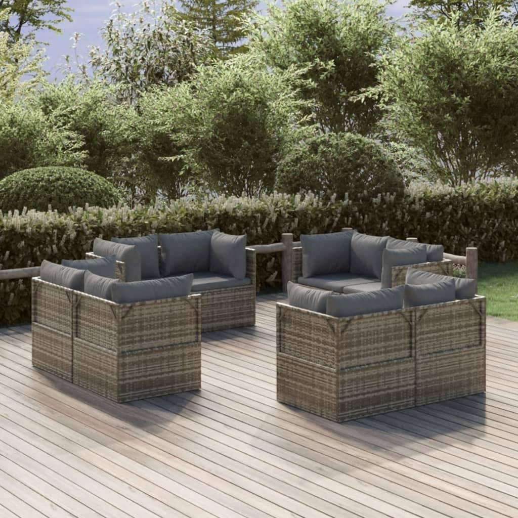 Garden Corner Sofas 8 pcs Grey 57x57x56 cm Poly Rattan