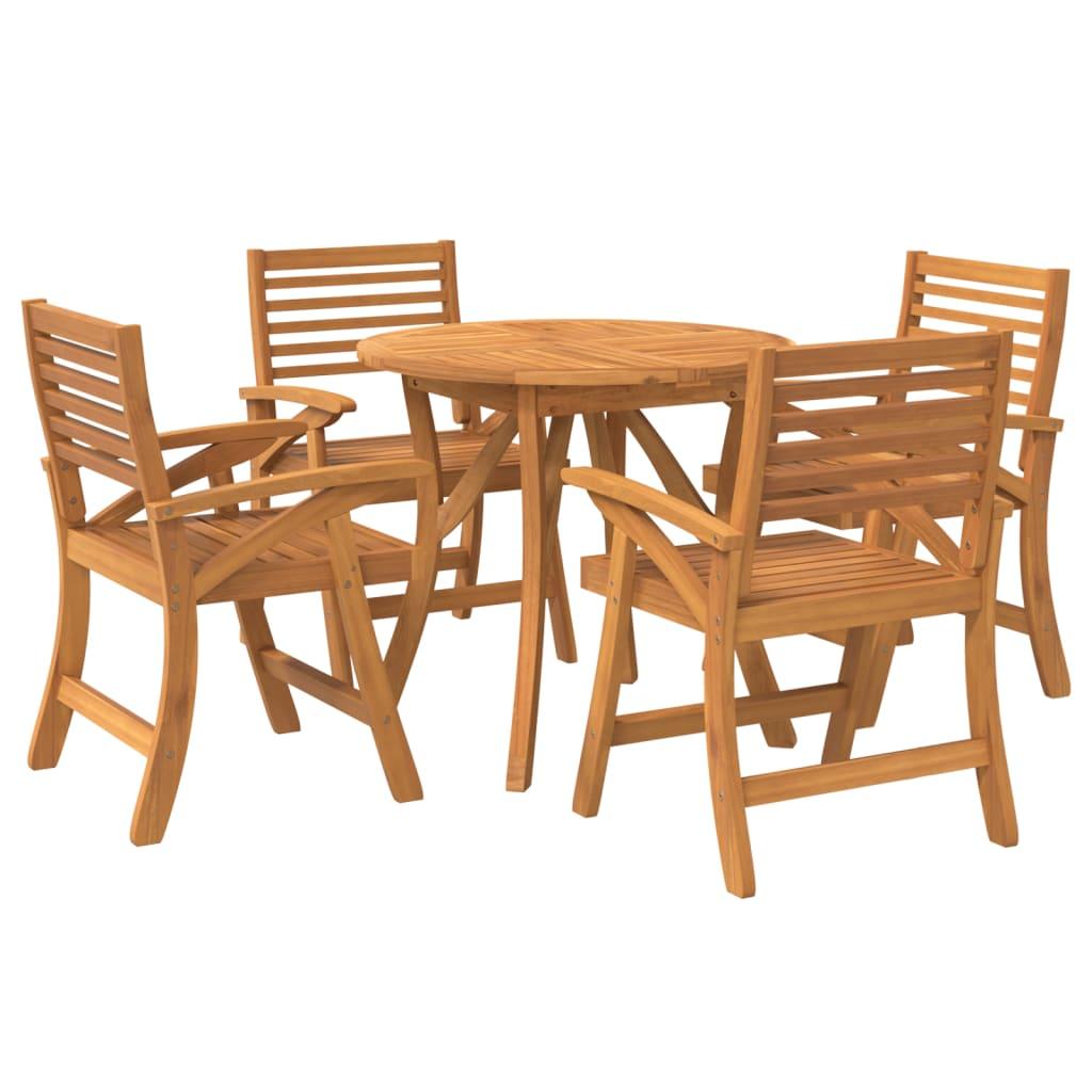 5 Piece Garden Dining Set Solid Wood Acacia
