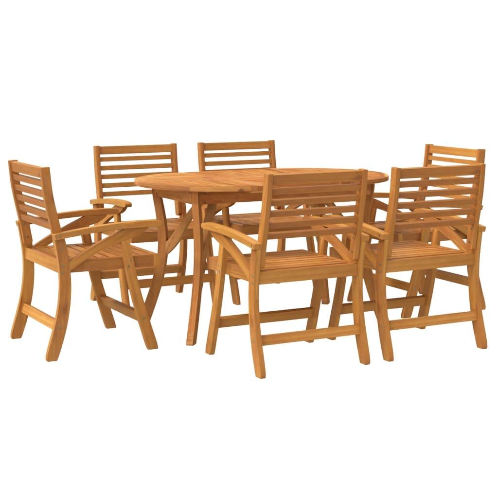 7 Piece Garden Dining Set Solid Wood Acacia