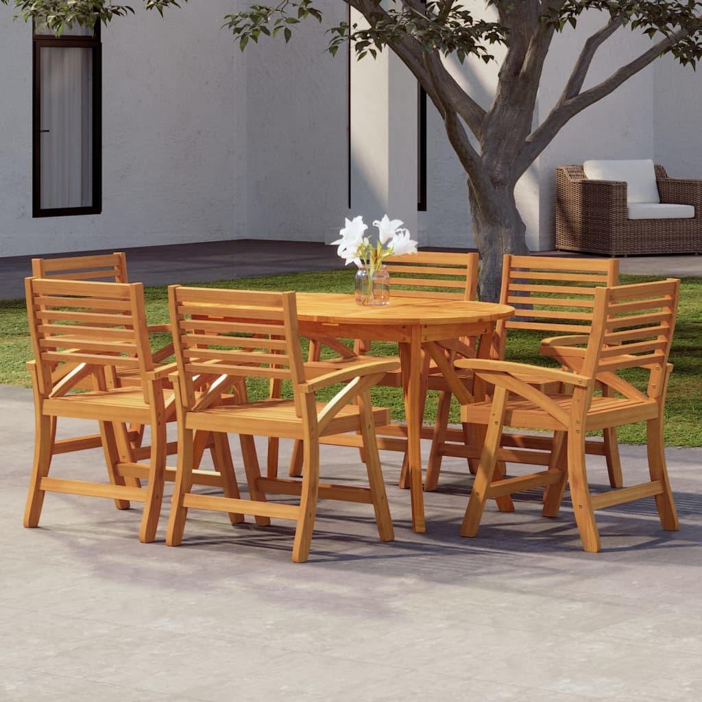 7 Piece Garden Dining Set Solid Wood Acacia