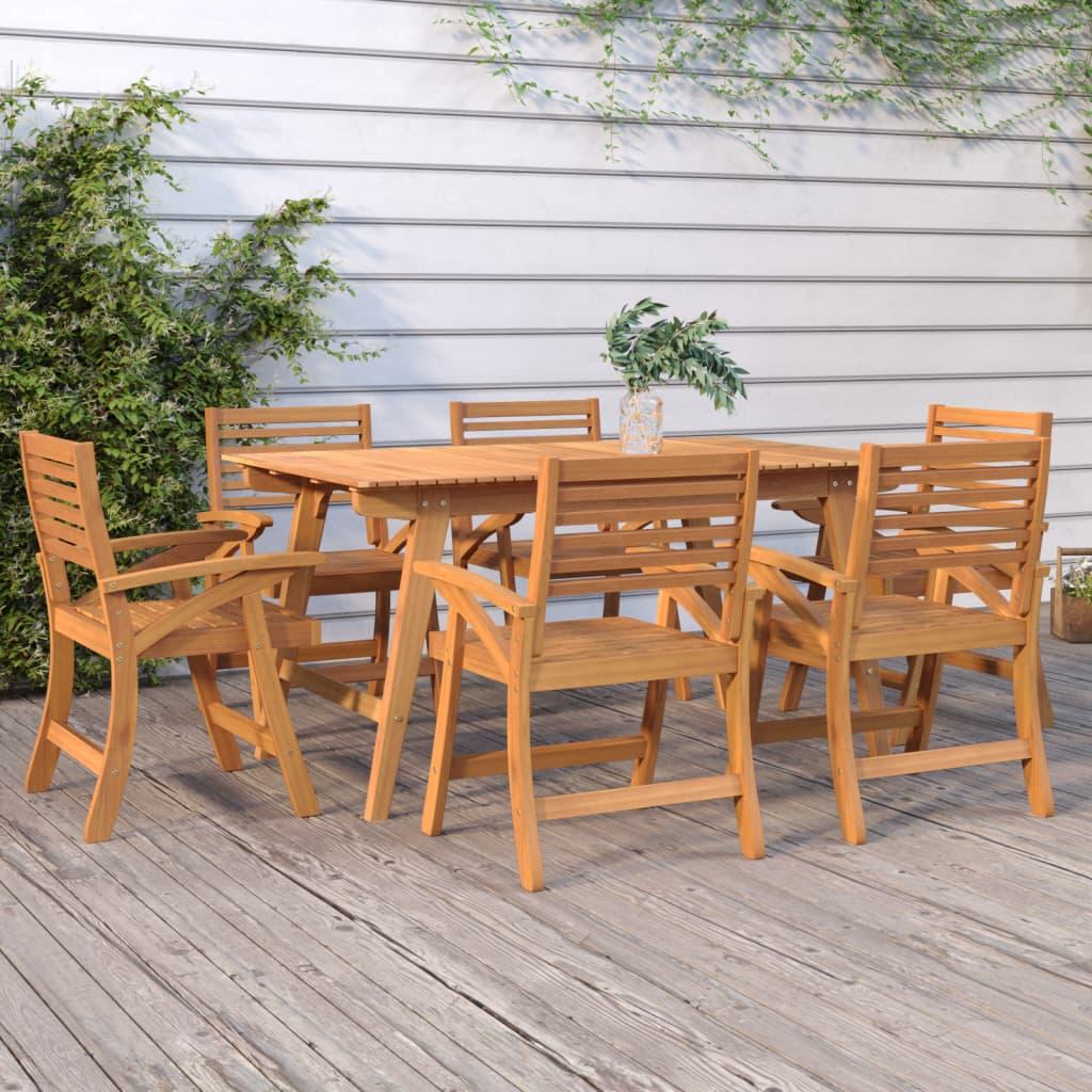 7 Piece Garden Dining Set Solid Wood Acacia