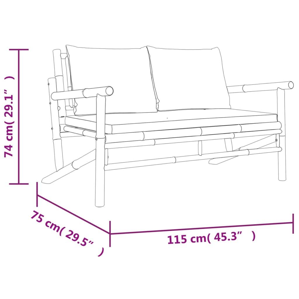 4 Piece Garden Lounge Set with Dark Grey Cushions Bamboo