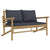 3 Piece Garden Lounge Set with Dark Grey Cushions Bamboo