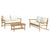 3 Piece Garden Lounge Set with Cream White Cushions Bamboo