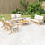 5 Piece Garden Lounge Set with Cream White Cushions Bamboo