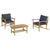 3 Piece Garden Lounge Set with Dark Grey Cushions Bamboo