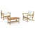 3 Piece Garden Lounge Set with Cream White Cushions Bamboo