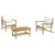 3 Piece Garden Lounge Set with Cream White Cushions Bamboo