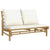 3 Piece Garden Lounge Set with Cream White Cushions Bamboo