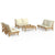 5 Piece Garden Lounge Set with Cream White Cushions Bamboo