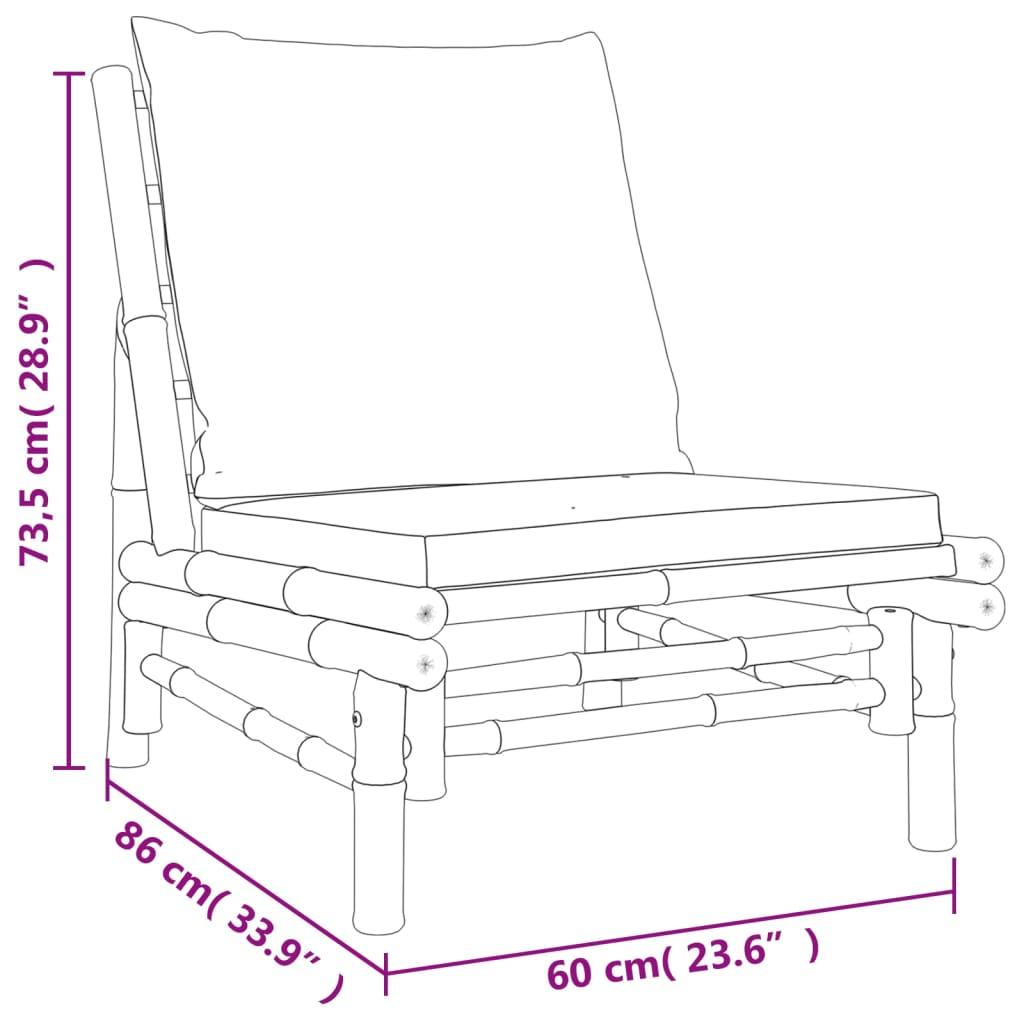 5 Piece Garden Lounge Set with Dark Grey Cushions Bamboo