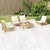 5 Piece Garden Lounge Set with Cream White Cushions Bamboo