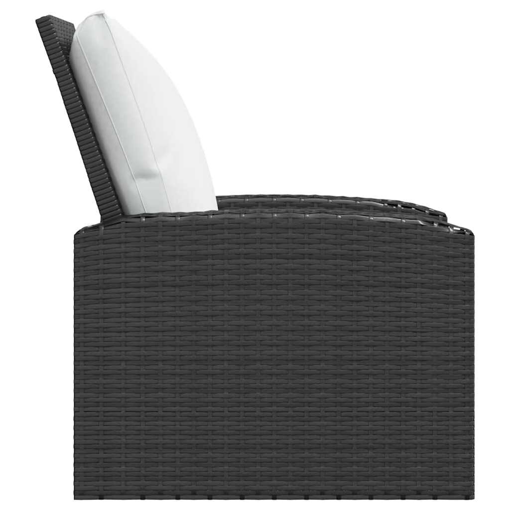 Garden Reclining Chair with Cushions Black Poly Rattan