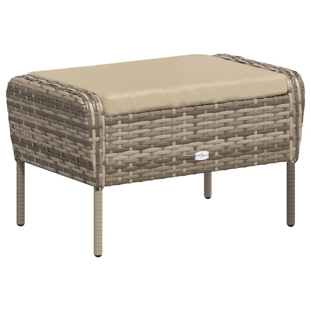 Garden Chair with Footstool Light Brown Poly Rattan