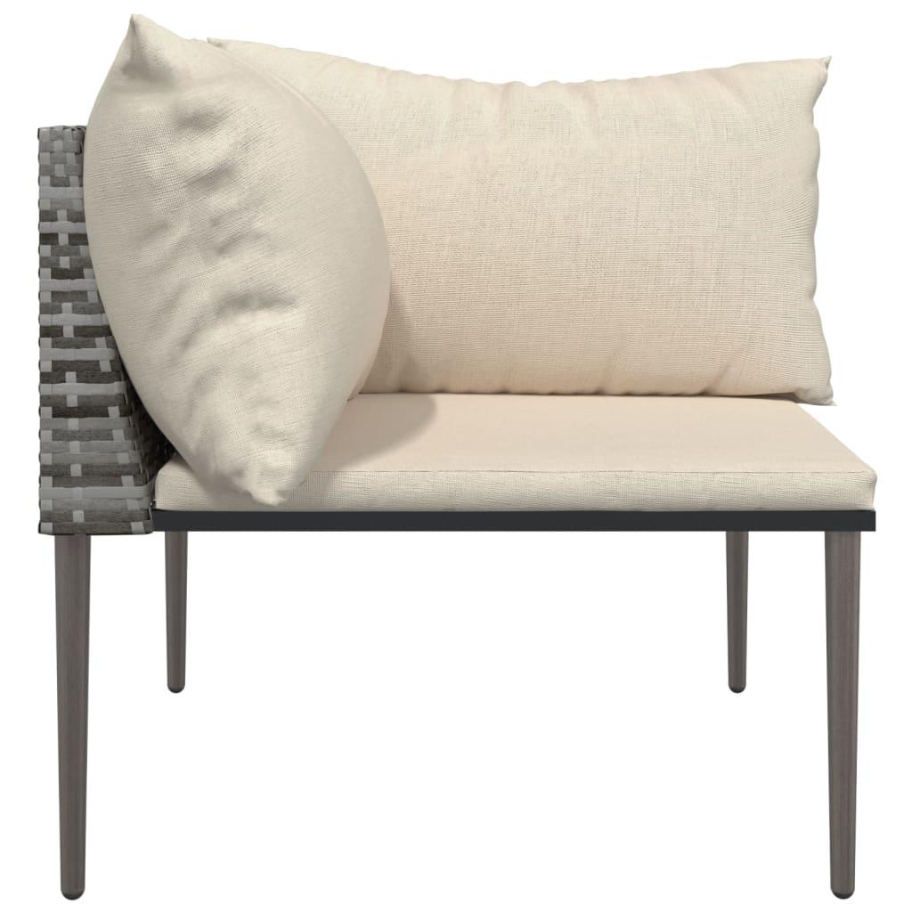 Garden Corner Sofa with Cushions Grey Poly Rattan