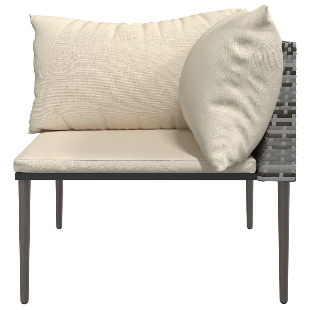 Garden Corner Sofa with Cushions Grey Poly Rattan