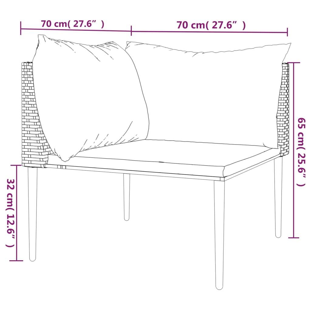 Garden Corner Sofa with Cushions Grey Poly Rattan