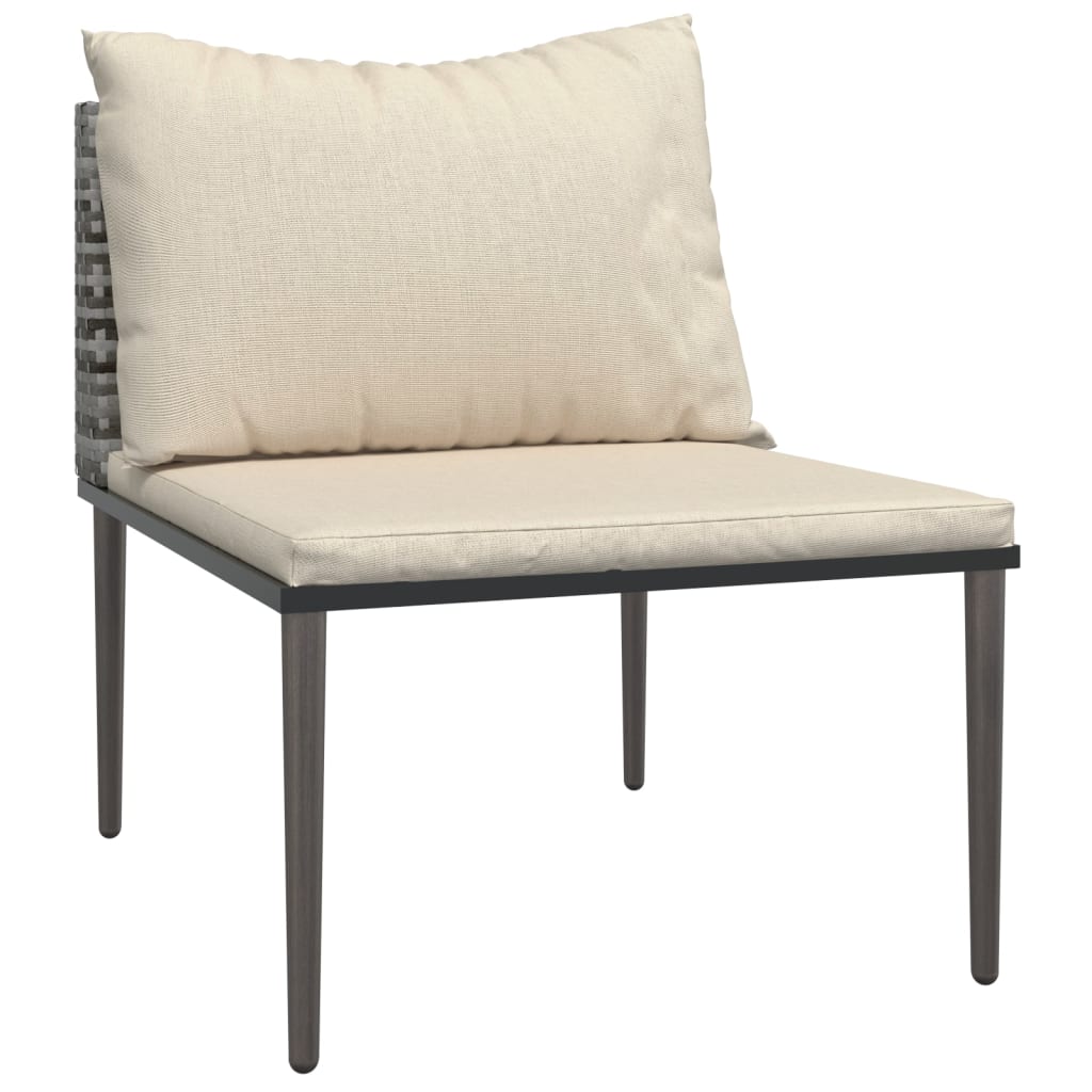 Garden Middle Sofa with Cushions Grey Poly Rattan