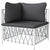 Garden Corner Sofa with Cushions White Woven Fabric