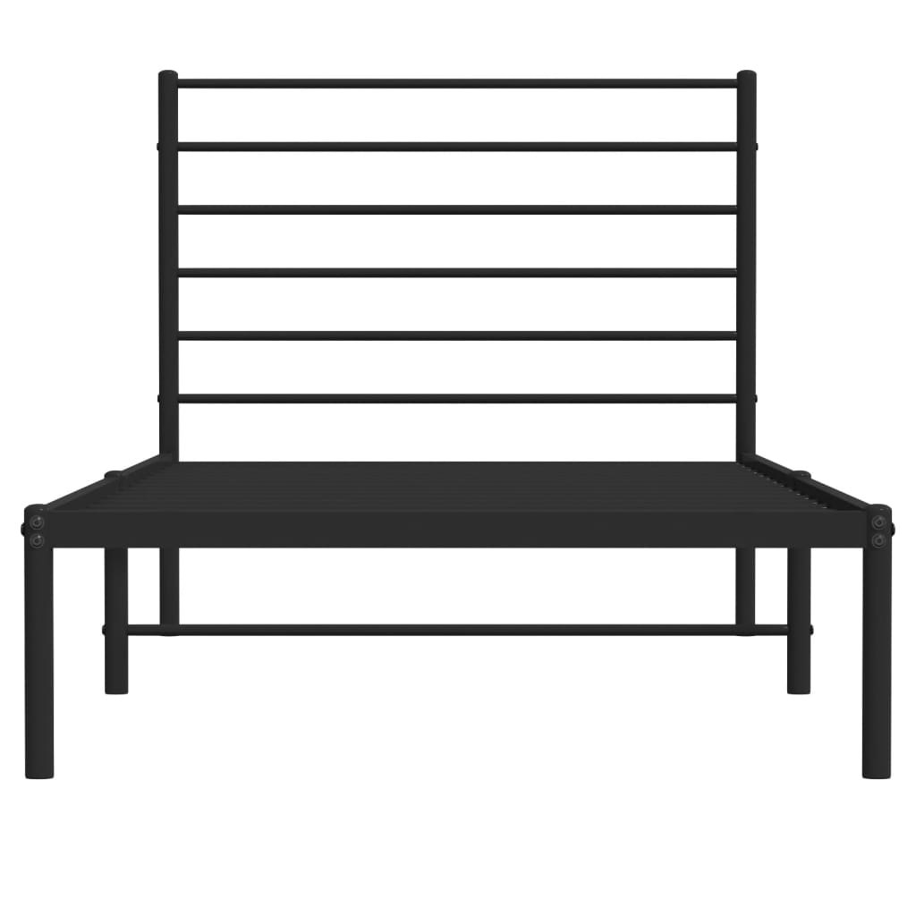 Metal Bed Frame without Mattress with Headboard Black 107x203 cm King Single