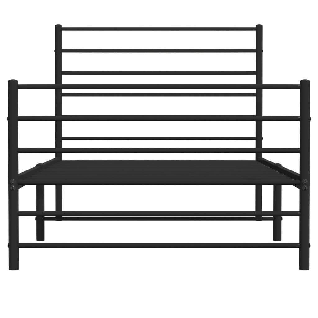 Metal Bed Frame without Mattress with Footboard Black 107x203 cm King Single