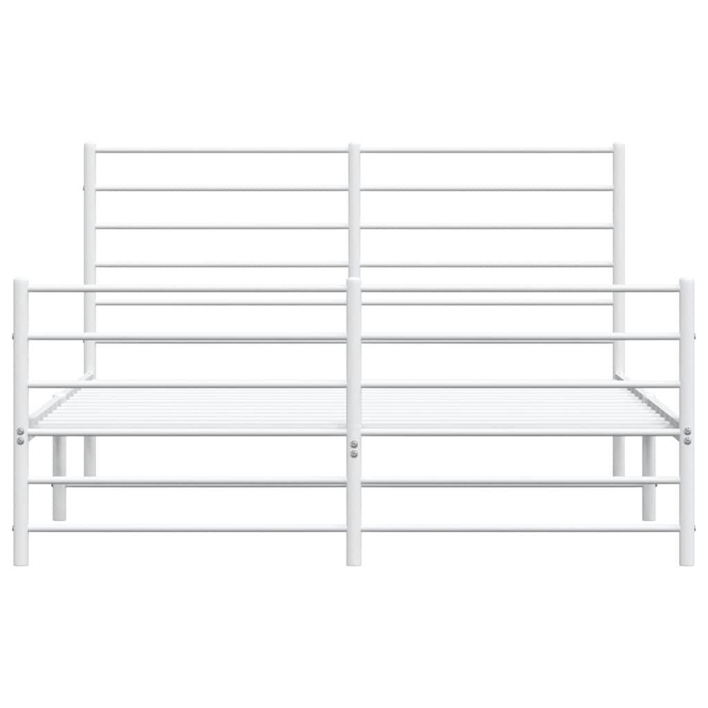 Metal Bed Frame without Mattress with Footboard White 135x190 cm