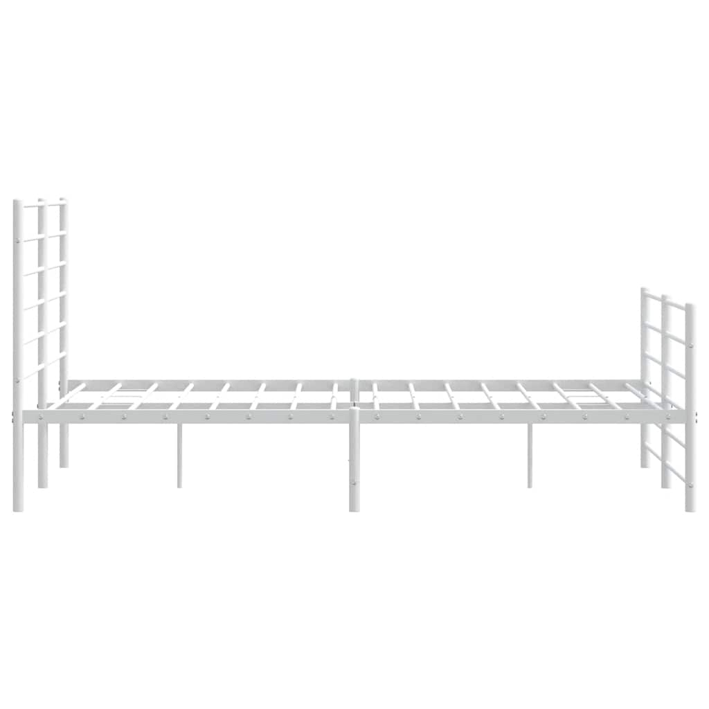 Metal Bed Frame without Mattress with Footboard White 135x190 cm