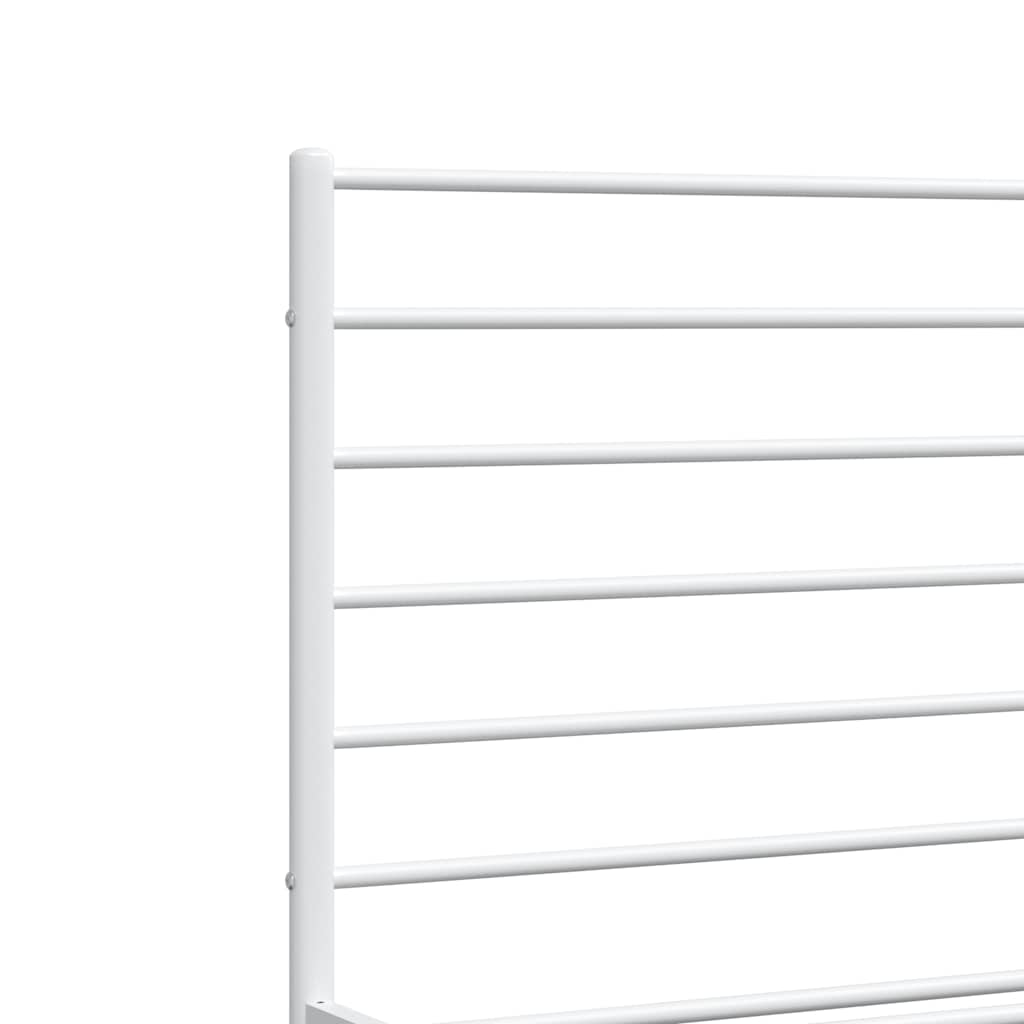 Metal Bed Frame without Mattress with Footboard White 135x190 cm