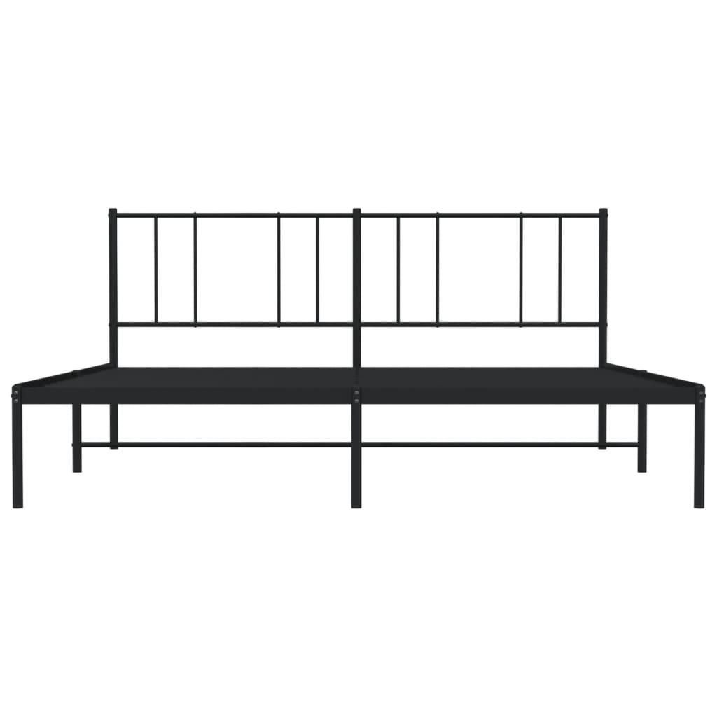 Metal Bed Frame without Mattress with Headboard Black 183x203 cm King