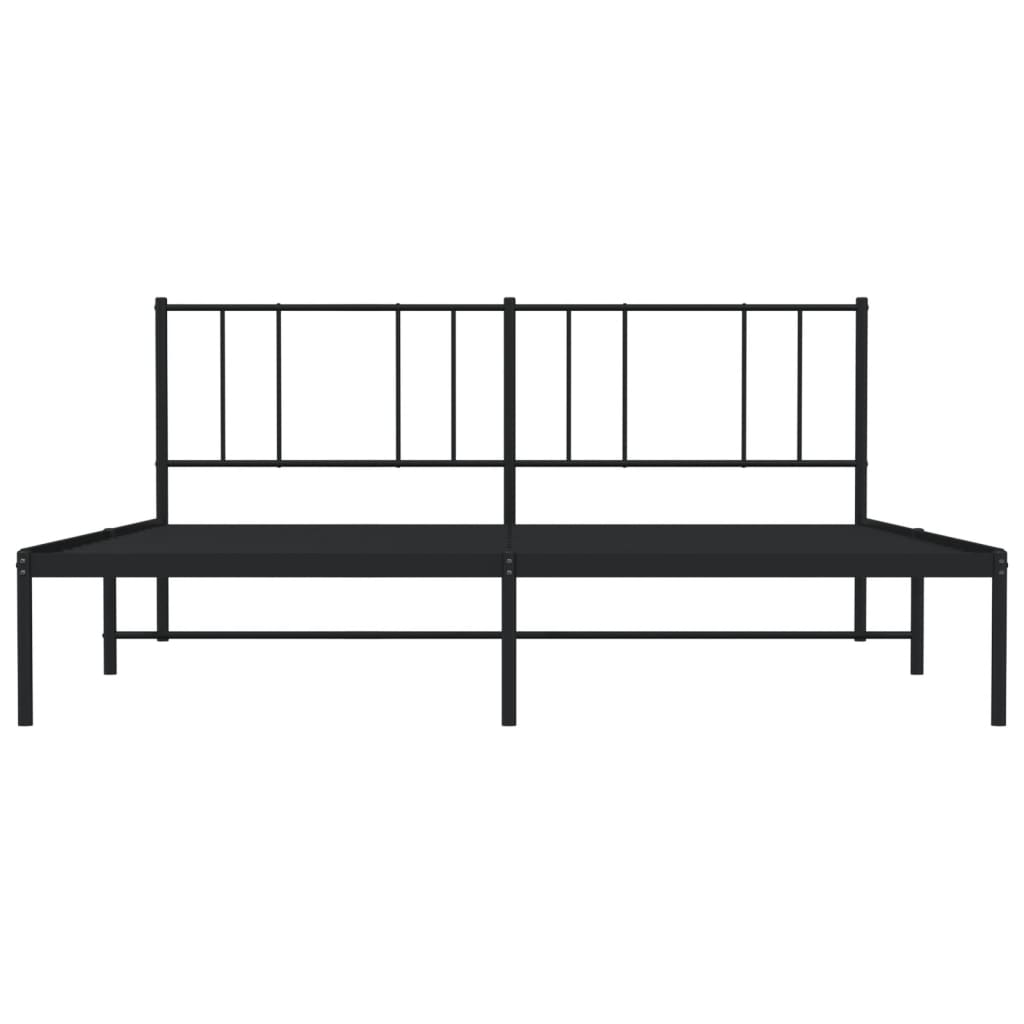 Metal Bed Frame without Mattress with Headboard Black 183x203 cm King